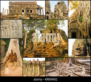 Il collage di immagini di Angkor Wat in Cambogia Foto Stock