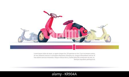 Vintage Scooter elettrico isolato rosso su sfondo Modello con spazio di copia Illustrazione Vettoriale