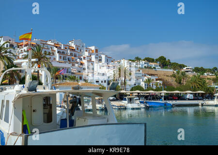 Moraira Harbour e yacht club, Moraira Costa Blanca, Spagna Foto Stock