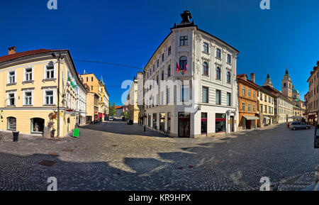 Lubiana centro piazza in ciottoli Foto Stock