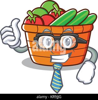 Imprenditore cesto di frutta personaggio cartoon Illustrazione Vettoriale