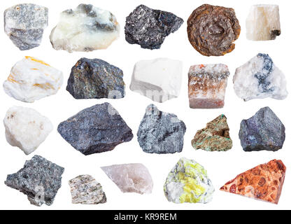 Collezione di minerali naturali esemplari Foto Stock