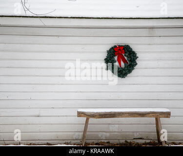 Ghirlanda di Natale presso la Casa Hopper-Goetschius in Upper Saddle River, NJ Foto Stock