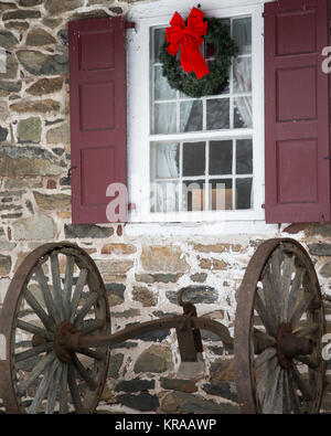 Ghirlanda di Natale presso la Casa Hopper-Goetschius in Upper Saddle River, NJ Foto Stock