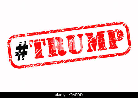 Trump hashtag timbro di gomma Foto Stock