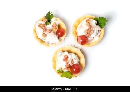 Crostini, antipasto con crema insalata di pollo Foto Stock