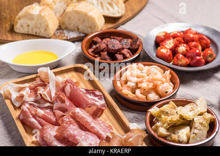 Deliziose tapas spagnole cibo Foto Stock