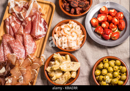 Deliziose tapas spagnole cibo Foto Stock