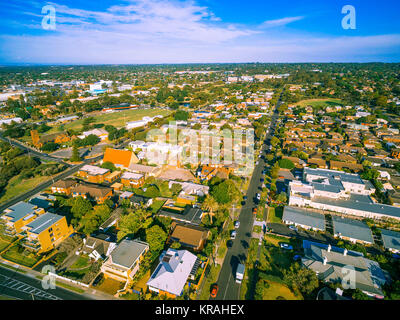 Vista aerea del tipico Australian area suburbana. Frankston, Melbourne, Australia Foto Stock