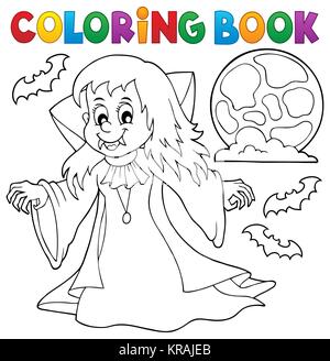 Libro da colorare vampire girl tema 1 Foto Stock