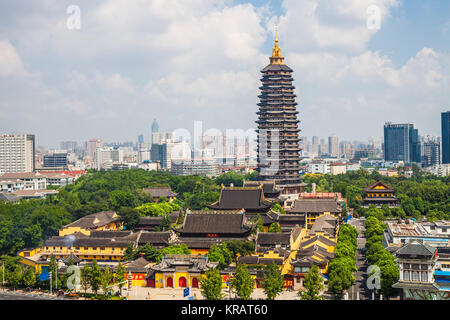 Pagoda del tempio Tianning,Changzhou,provincia dello Jiangsu, Cina Foto Stock