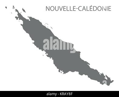 Nouvelle-Caledonie NORD Mappa di Nuova Caledonia grigio silhouette illustrazione forma Nouvelle-Caledonie-06 Illustrazione Vettoriale