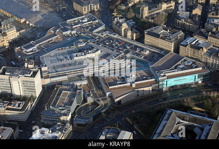 Vista aerea del Broadway, un centro commerciale, Bradford, West Yorkshire, Regno Unito Foto Stock
