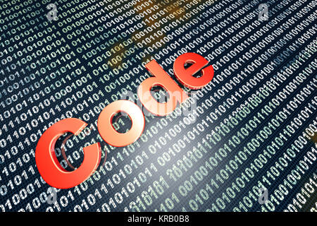 La parola codice nella parte anteriore di un binario sfondo. Foto Stock