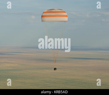 Il Soyuz TMA-04M veicolo spaziale è visto come si atterra con spedizione 32 comandante Gennady Padalka della Russia, la NASA tecnico di volo Joe Acaba e Russo tecnico di volo Sergie Revin in una remota area vicino alla città di Arkalyk, Kazakistan, lunedì, 17 settembre 2012. Padalka, Acaba e Revin restituito da cinque mesi a bordo della Stazione spaziale internazionale dove sono serviti come membri della spedizione 31 e 32 equipaggi. Photo credit: (NASA/Carla Cioffi) Soyuz TMA-04M sbarco 2 Foto Stock