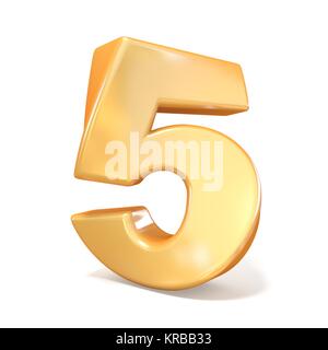 Orange twisted numero di font 5 5 3D render illustrazione isolati su sfondo bianco Foto Stock