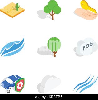 Calamità di set di icone, stile isometrico Illustrazione Vettoriale