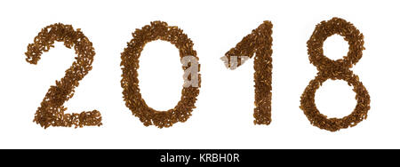 Il numero di riferimento 2018 dal riso nero isolato su bianco Foto Stock