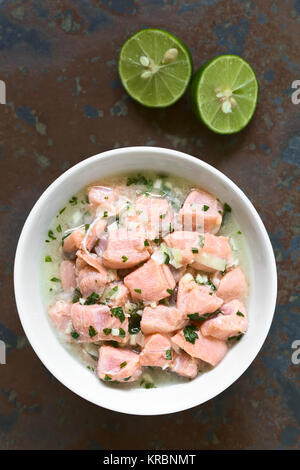 Salmone cileno ceviche Foto Stock