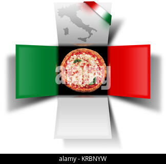 Scatola pizza fatta in Italia Foto Stock