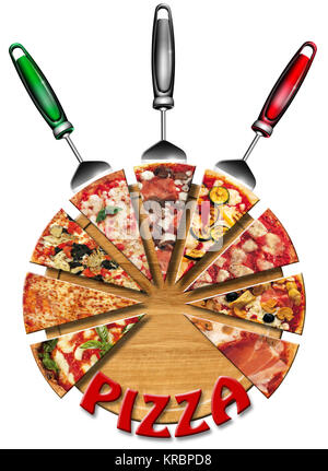 La pizza sul tagliere Foto Stock