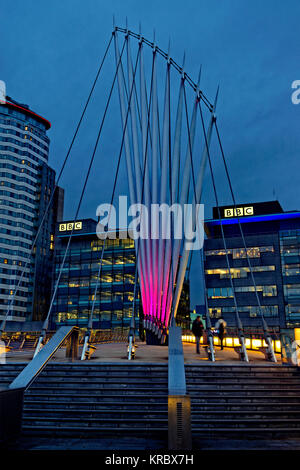 La BBC edifici a MediaCityUK, Salford Quays, Greater Manchester, Regno Unito. Foto Stock