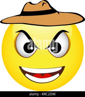 Cowboy emoticon giallo Illustrazione Vettoriale