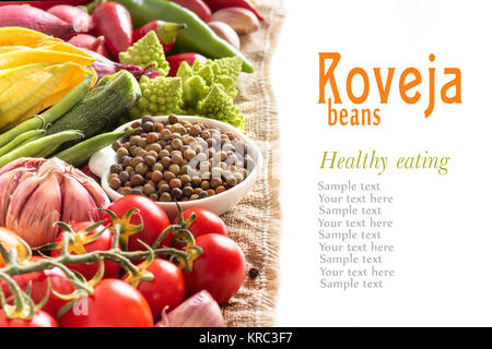 Raw roveja organico fagioli e verdure Foto Stock