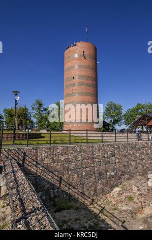 Rovine del castello teutonico e Torre Klimek in Grudziadz Affitto, città nel voivodato Kuyavian-Pomeranian, Polonia. Foto Stock