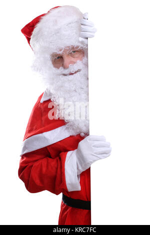 Nikolaus Weihnachtsmann Weihnachten leeres Schild mit Textfreiraum für Ihren eigenen Text Foto Stock