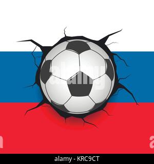 Pallone da calcio e bandiera russa Illustrazione Vettoriale