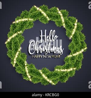 Natale abete corona e incandescente scintille Illustrazione Vettoriale