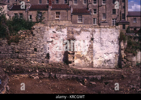 Sito di archeologia romana scavo Walcot Street, Bath, Inghilterra, Regno Unito 1988 Foto Stock