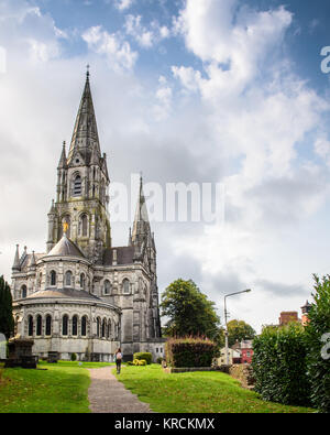 Cork, Irlanda - 14 Settembre 2016: il sagrato e l' esterno della Saint Fin Barre la Chiesa di Irlanda cattedrale in sughero. Foto Stock