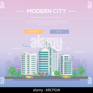 Città moderna - colorata illustrazione vettoriale Illustrazione Vettoriale