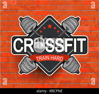 In stile retrò crossfit emblema. Foto Stock