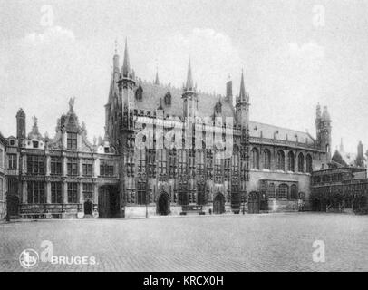 Tribunali, Municipio e Basilica, Bruges, Belgio Foto Stock