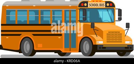 Bus di scuola. In stile appartamento, illustrazione vettoriale