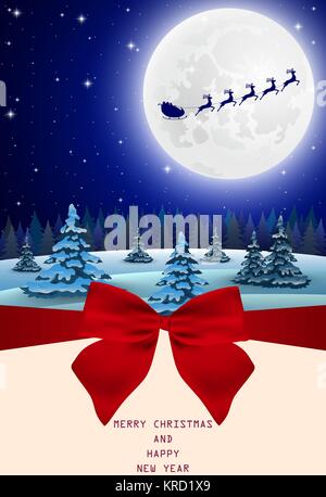 Cartolina di invito per il Natale e il nuovo anno. Santa Claus in t Illustrazione Vettoriale