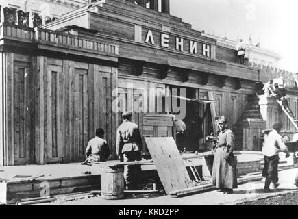Costruzione del mausoleo di Lenin, Piazza Rossa Foto Stock