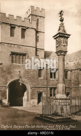 Corpus Christi College Quad and Sundial, Oxford Foto Stock