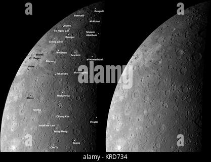 Crateri di mercurio (PIA10938) enh Foto Stock