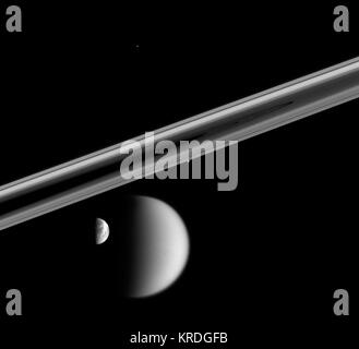 Cassini - quattro le lune di Saturno Foto Stock