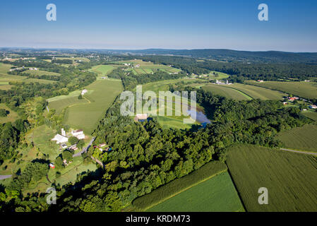 Vista aerea del drenato SPEEDWELL FORGE LAGO DANNEGGIATO IN URAGANO IRENE Agosto 2011 e poi la tempesta tropicale LEE, LANCASTER PENNSYLVANIA Foto Stock