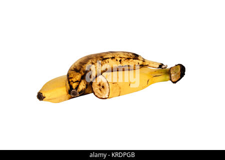 Banana. Banana matura isolata su sfondo bianco. Foto Stock