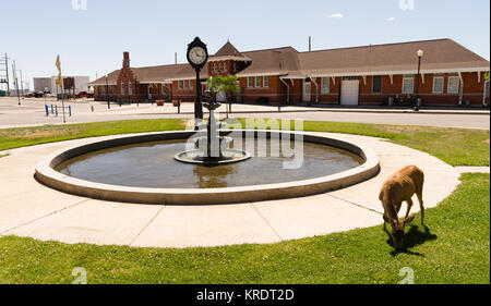 Deer Piazza Fontana Railroad Depot Cheyenne Wyoming Foto Stock