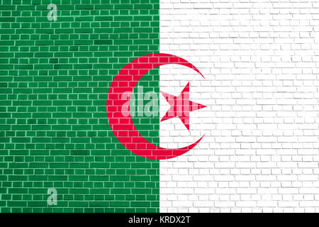 Bandiera di Algeria sulla parete di mattoni sfondo texture Foto Stock