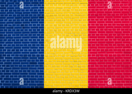 Bandiera del Ciad sulla parete di mattoni sfondo texture Foto Stock