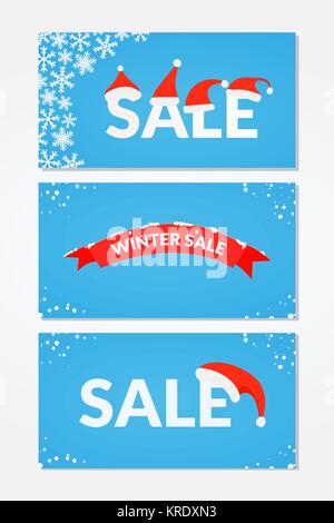 Set di inverno annuale di vendita banner isolato su sfondo Illustrazione Vettoriale