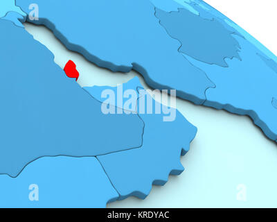 Il Qatar in rosso sul globo blu Foto Stock